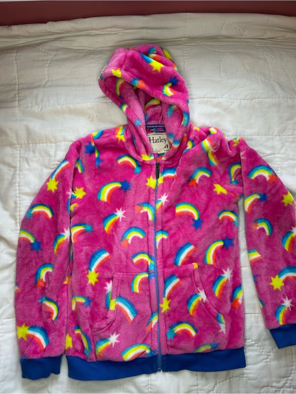 Hatley Bright Pink Rainbow & Star Hooded Zip-Up Sweatshirt